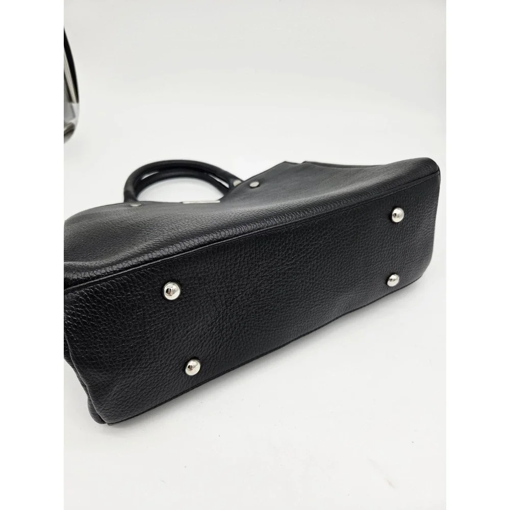 Italian Leather Anna Luchini Satchel Black Pebbled Genuine Leather NEW no tag